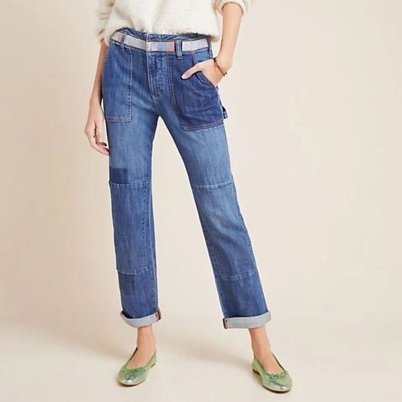 Anthropologie Pilcro And The Letterpress Boho Patchwork Boyfriend Jeans - Picture 1 of 13